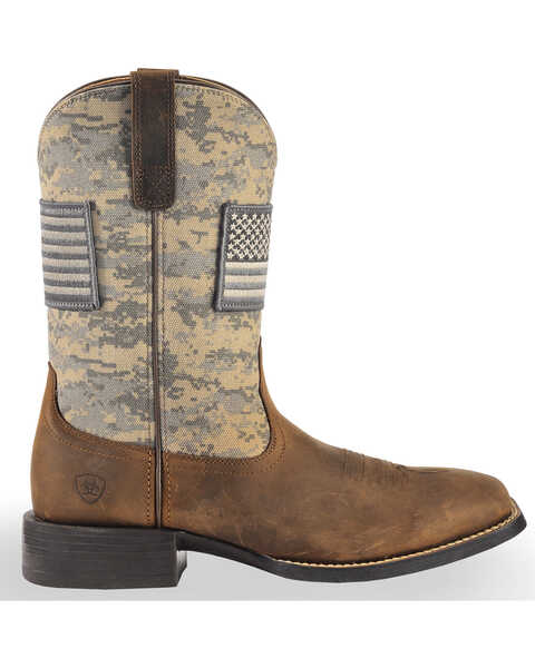 Image #2 - Ariat Men's Distressed Camo Sport Patriot Western Boots - Broad Square Toe , Brown, hi-res