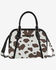 Image #1 - Wrangler Women's Cow Print Satchel Crossbody Bag, Black, hi-res