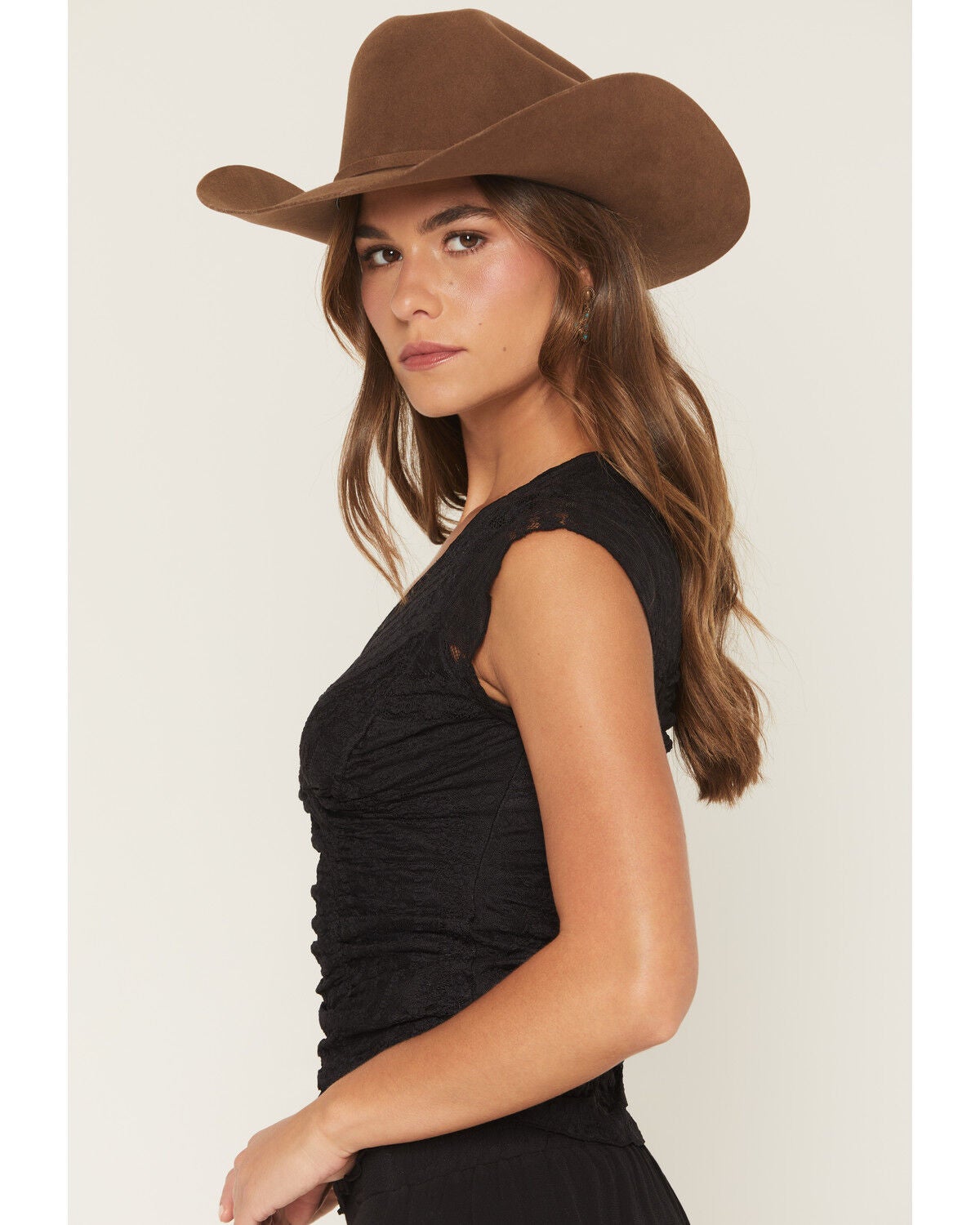 Image #2 - Shyanne Women's Lizlane Lace Short Sleeve Shirt, Black, hi-res