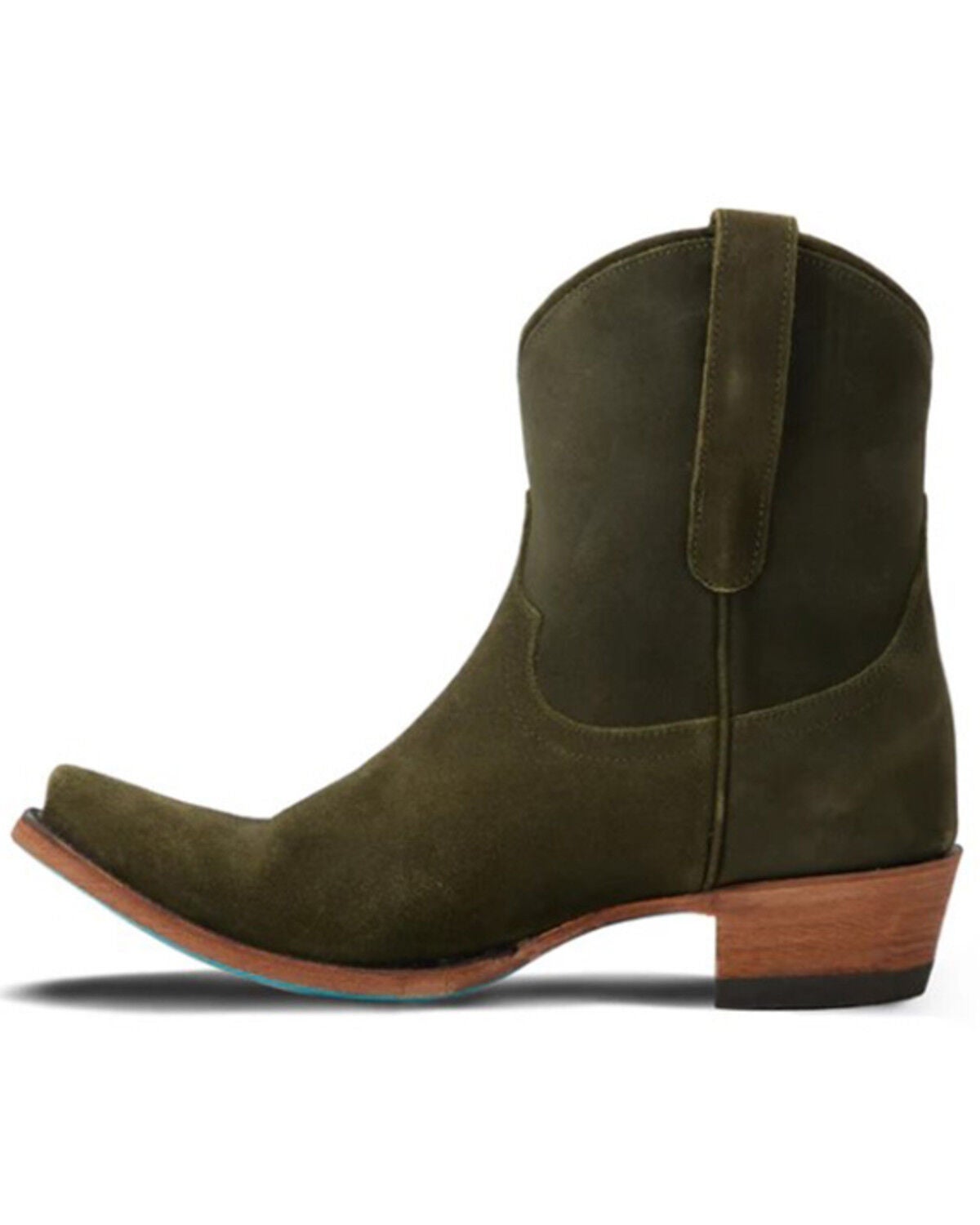 Image #3 - Lane Women's Emma Jane Suede Western Booties - Snip Toe, Olive, hi-res