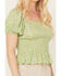 Image #3 - Sadie & Sage Women's California Girl Smocked Top, Sage, hi-res