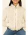 Angie Women's Cream Zip-Front Faux Fur Jacket , Cream, hi-res