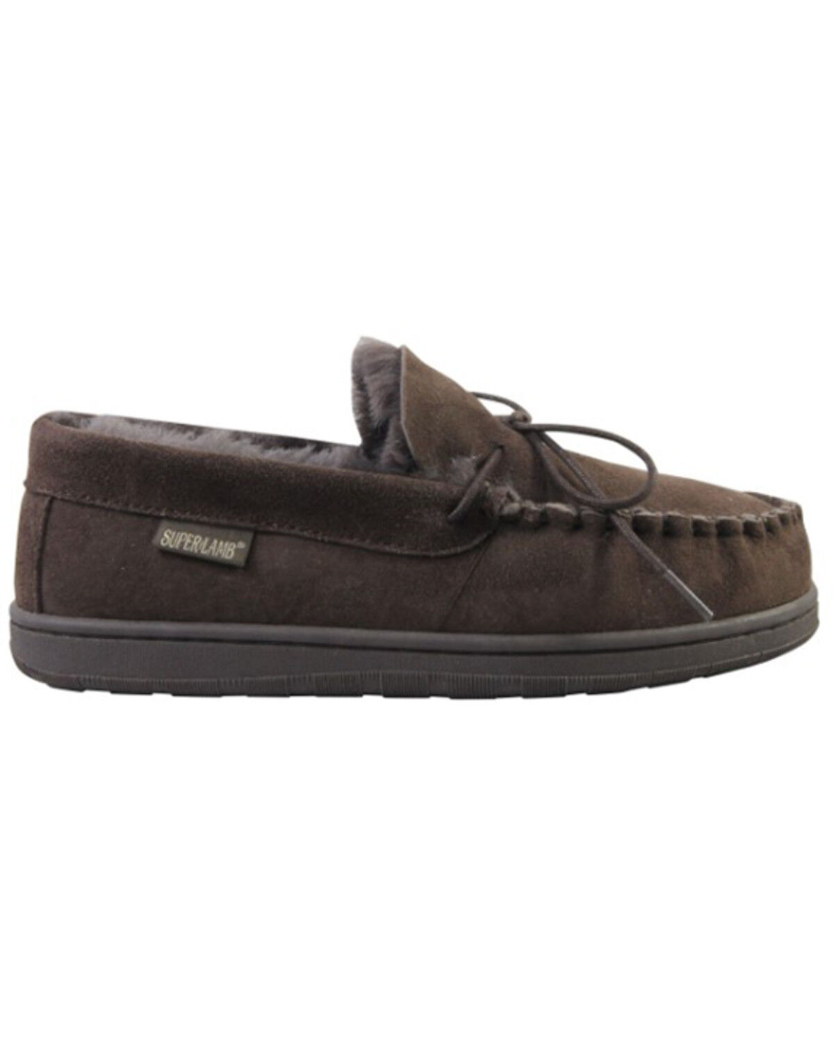Image #1 - Superlamb Men's Deluxe Slippers - Moc Toe, Dark Brown, hi-res