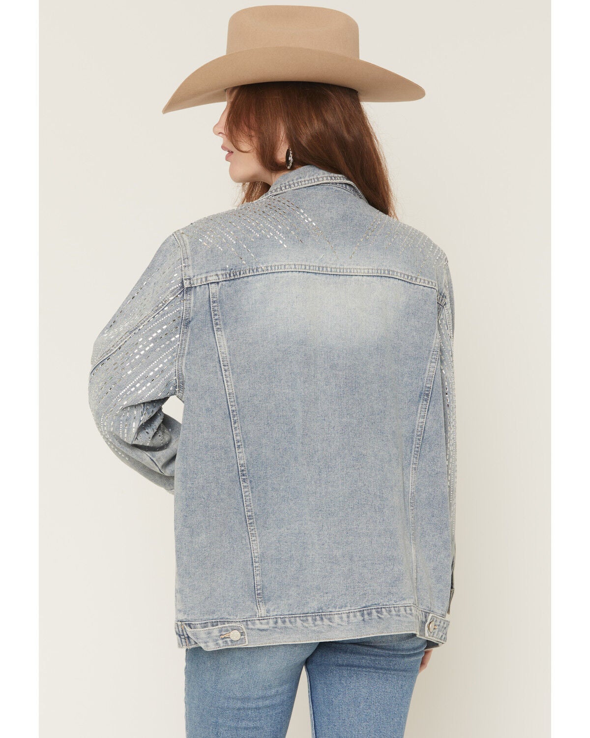 Image #4 - Azalea Wang Women's Light Wash Embellished Button-Down Denim Jacket, Light Wash, hi-res
