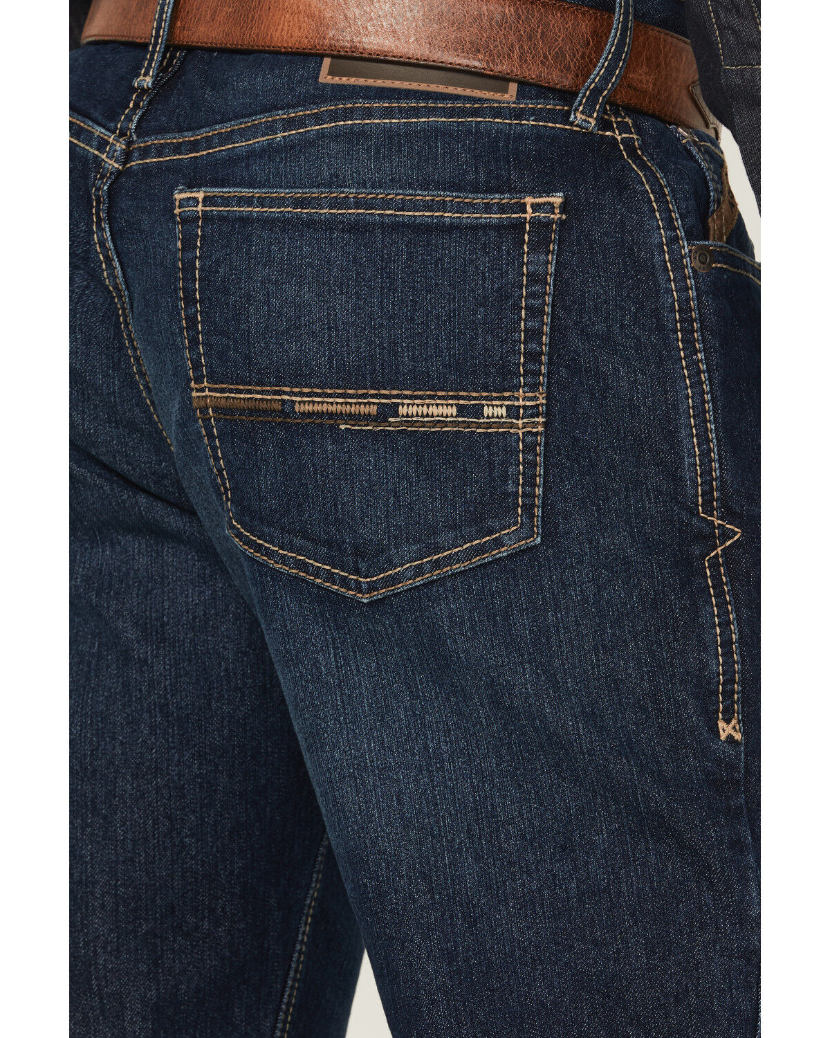 Image #4 - Ariat Men's Dark Wash Hampton Relaxed Bootcut Stretch Denim Jeans, Dark Wash, hi-res