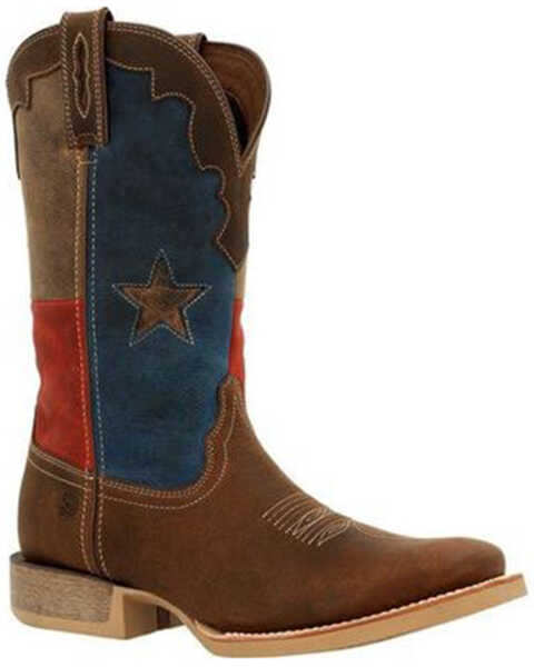 Image #1 - Durango Men's Rebel Pro Texas Flag Western Boots - Broad Square Toe, Tan, hi-res