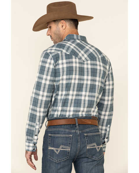 Image #5 - Cody James Men's Static Large Plaid Long Sleeve Western Shirt , Cream/blue, hi-res