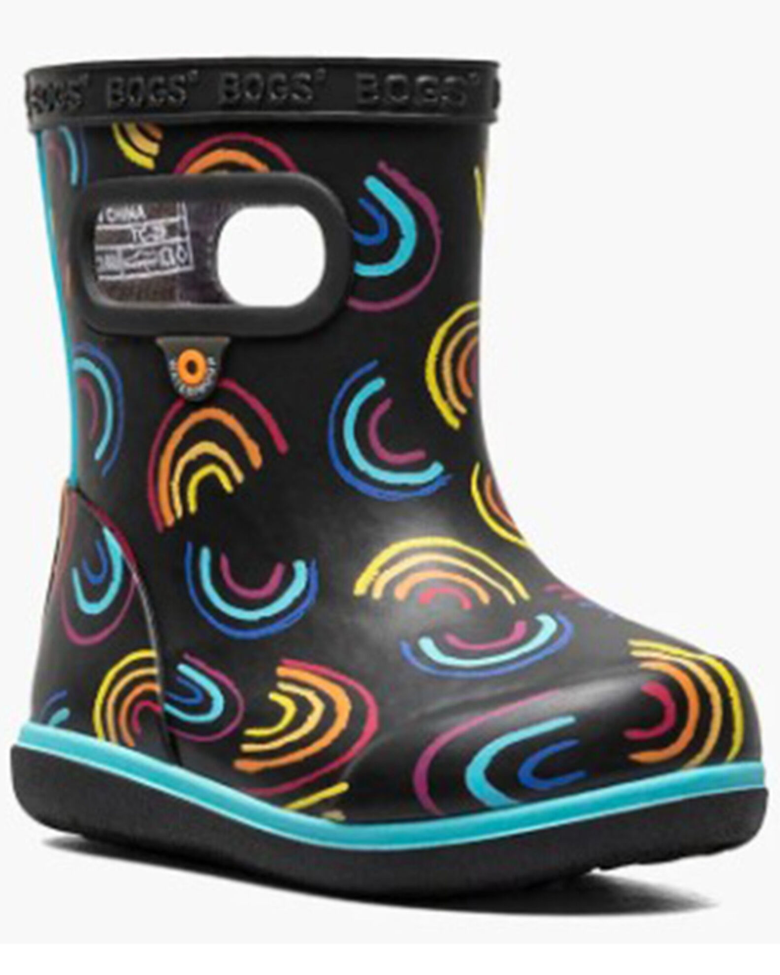 Bogs Little Girls Skipper II Wild Rainbows Rain Boots Round Toe