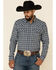 Cody James Men's Ash Small Plaid Long Sleeve Western Flannel Shirt , Navy, hi-res