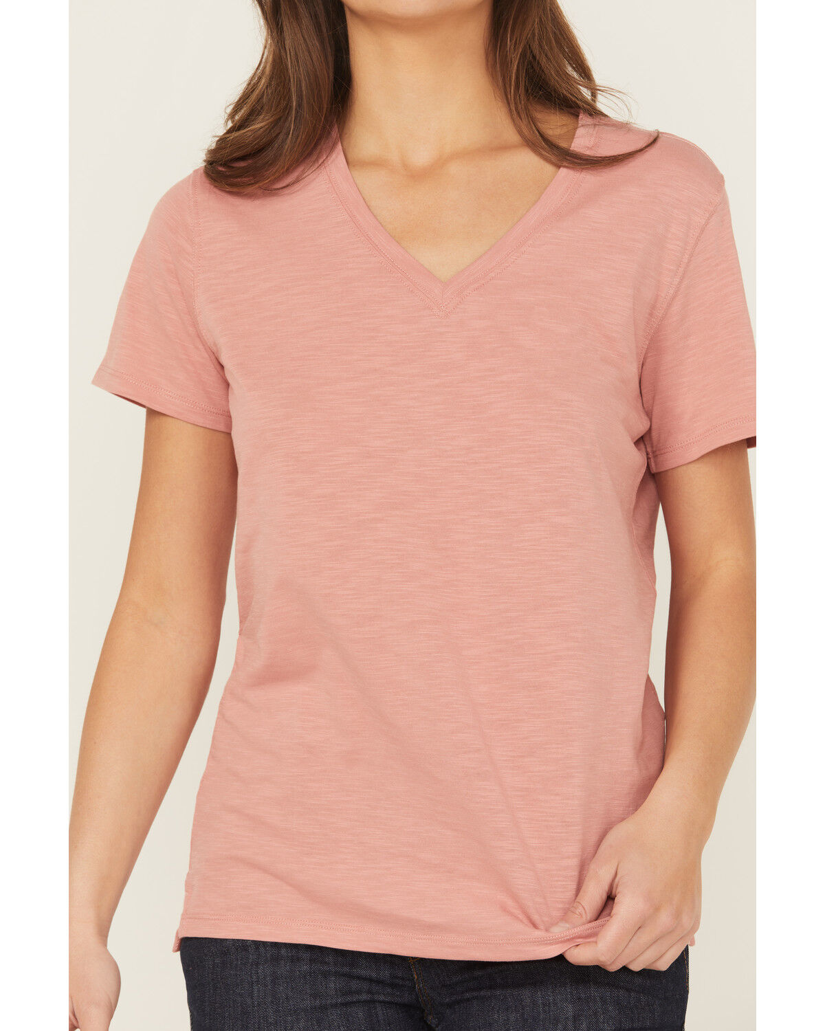 Image #3 - Carhartt Women's TENCEL™ Fiber Series Relaxed Fit Short Sleeve V-Neck Shirt, Rose, hi-res