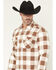 Image #2 - Brothers and Sons Men's Kent Double Knit Plaid Print Long Sleeve Button-Down Stretch Western Shirt, Brown, hi-res