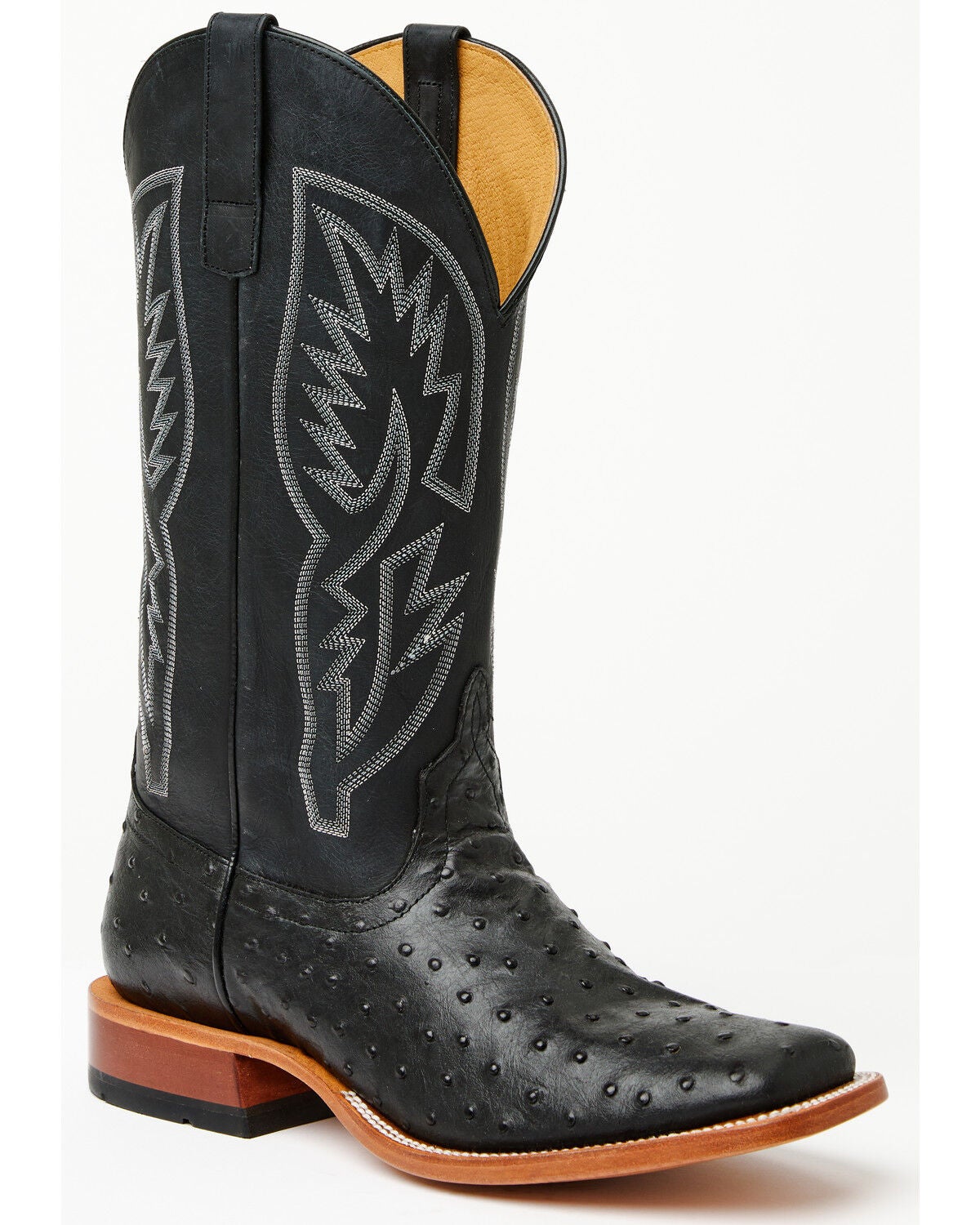 Horse Power Men's Boot Barn Exclusive Ostrich Print Tall Western Boots - Broad Square Toe, Black, hi-res