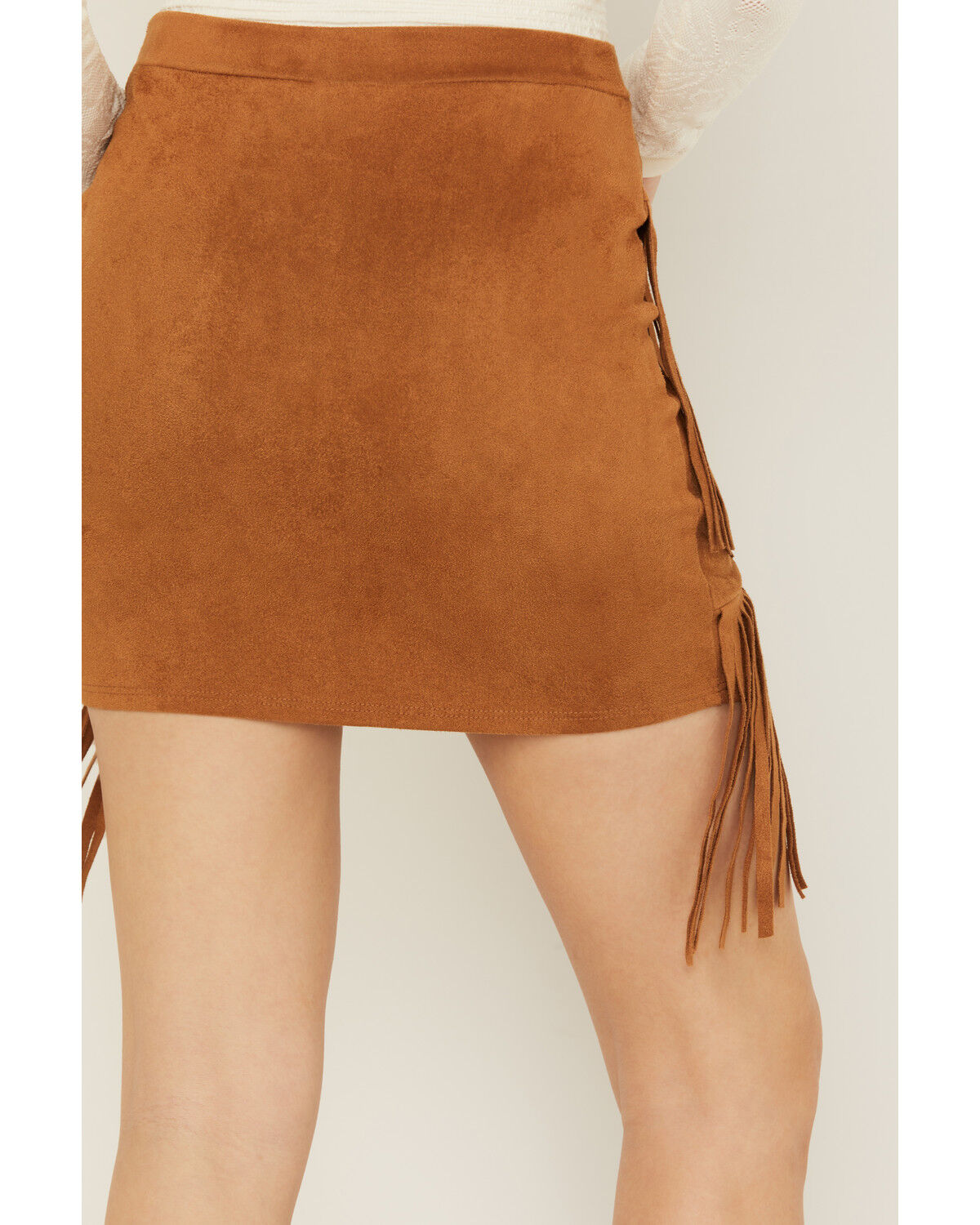 Image #4 - Vocal Women's Studded Fringe Skirt, Camel, hi-res