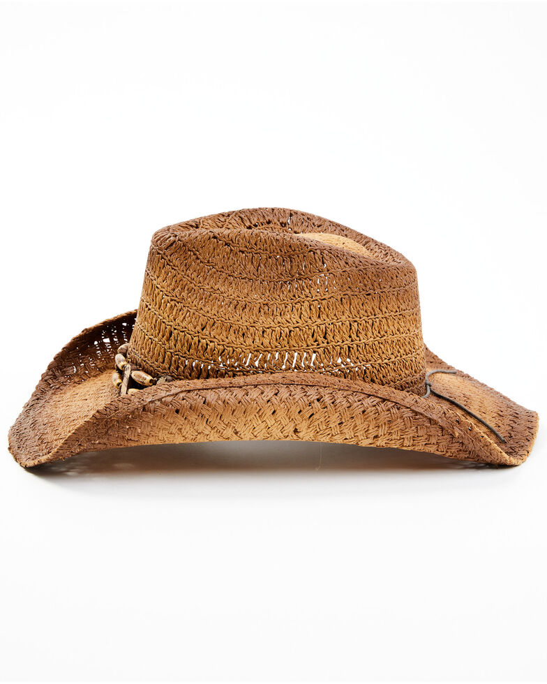 Shyanne Women's Caz Rustic Bead Braided Western Straw Hat, Tan, hi-res