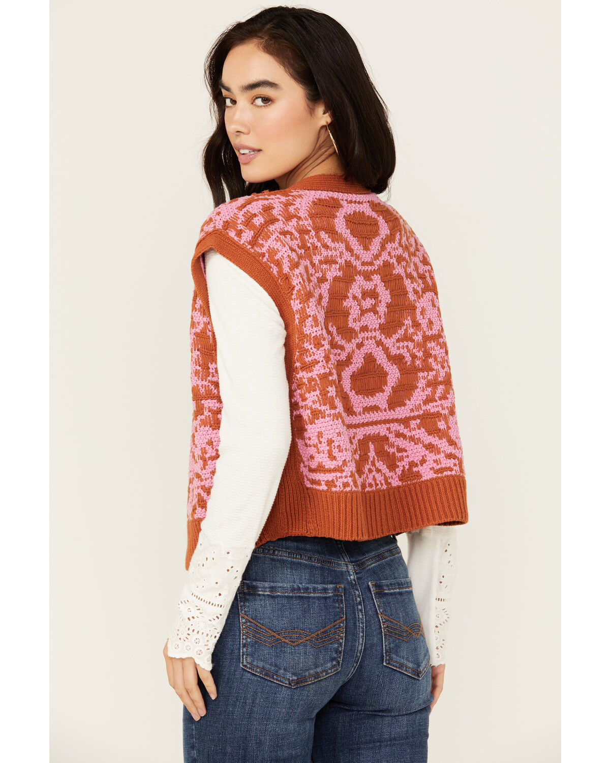 Image #4 - Free People Women's Tapestry Sweater Vest, Rust Copper, hi-res