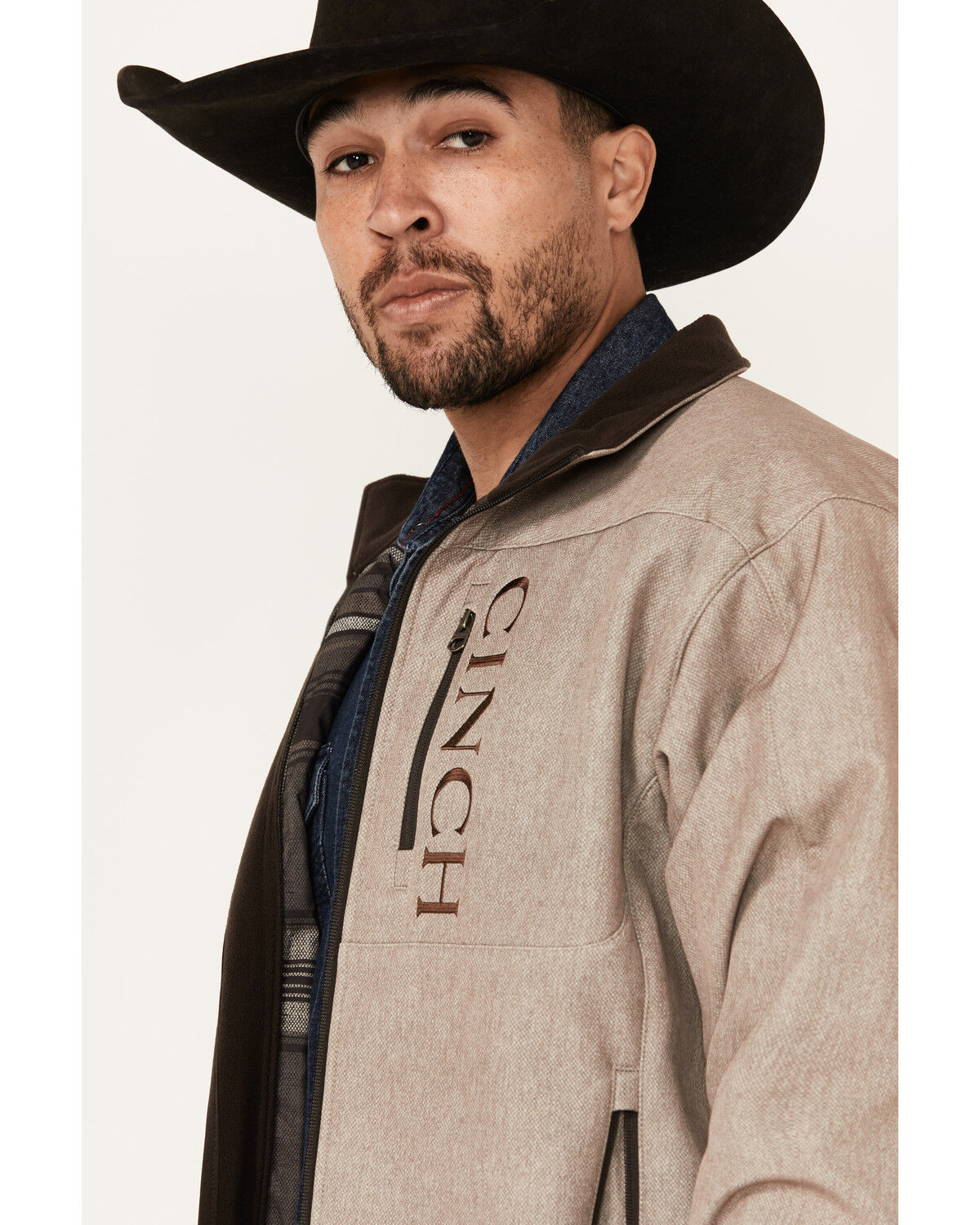 Image #3 - Cinch Men's Bonded Softshell Jacket, Stone, hi-res