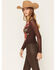 Image #2 - Wild Moss Women's Floral Print Long Sleeve Mesh Top, Brown, hi-res