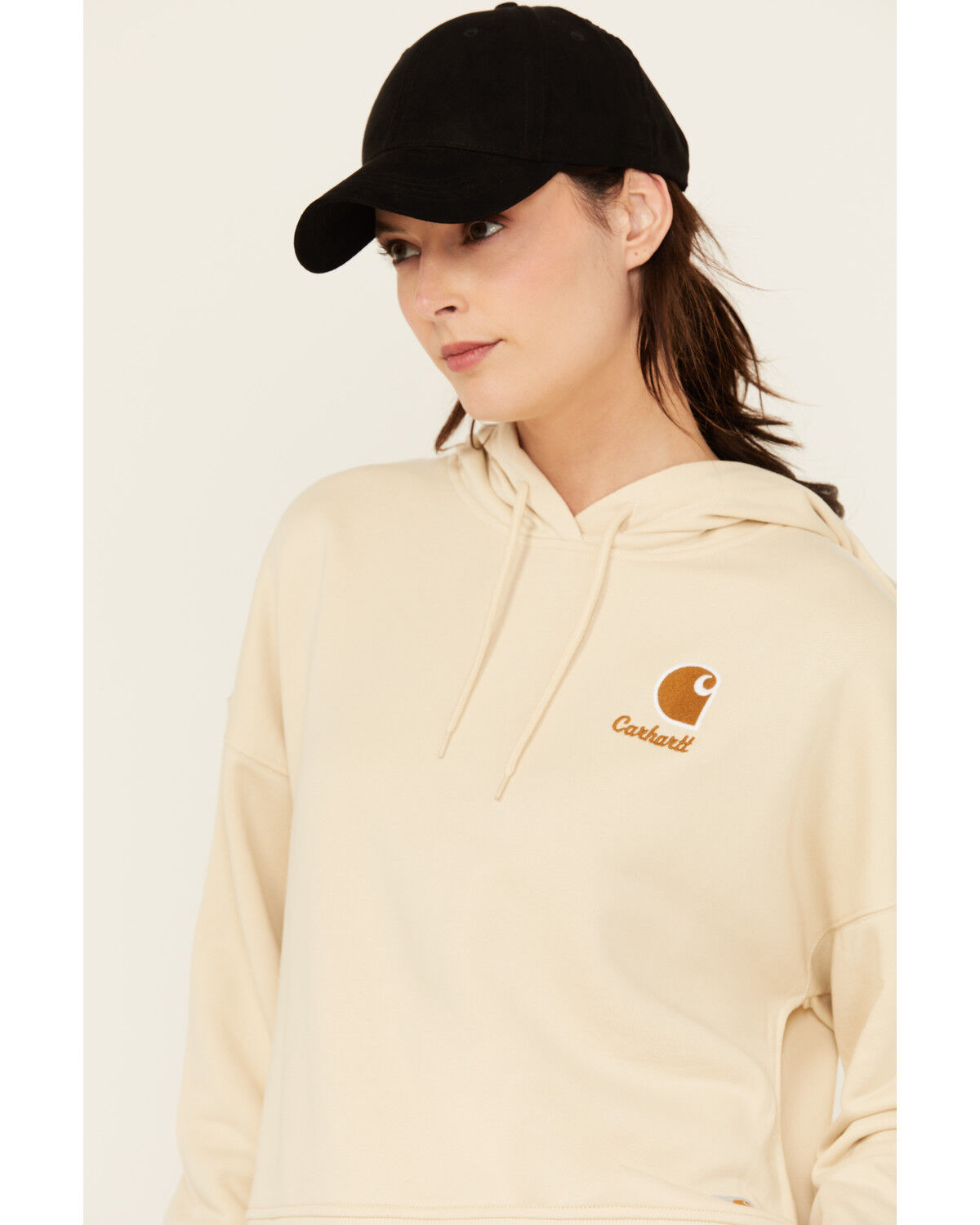 Image #2 - Carhartt Women's Tencel Fiber Series Loose Fit Graphic Hoodie, Oatmeal, hi-res