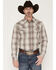 Image #1 - Cody James Men's Legend Dobby Plaid Print Long Sleeve Snap Western Shirt, Brown, hi-res