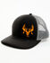 Oil Field Hats Men's Black & Orange Trophy Hunter Embroidered Mesh-Back Ball Cap, Black, hi-res