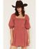 Image #1 - Cleo + Wolf Women's Short Sleeve Button-Front Mini Dress, Rose, hi-res