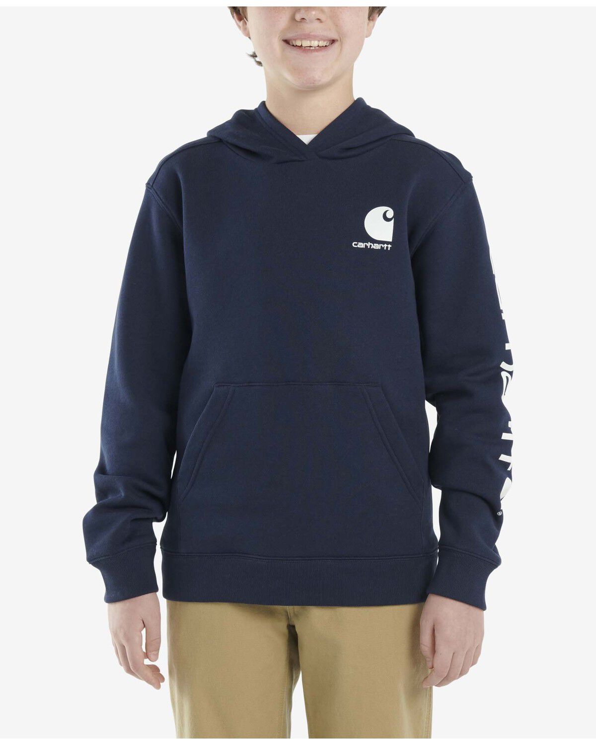 Image #1 - Carhartt Little Boys' Logo Hooded Sweatshirt, Navy, hi-res