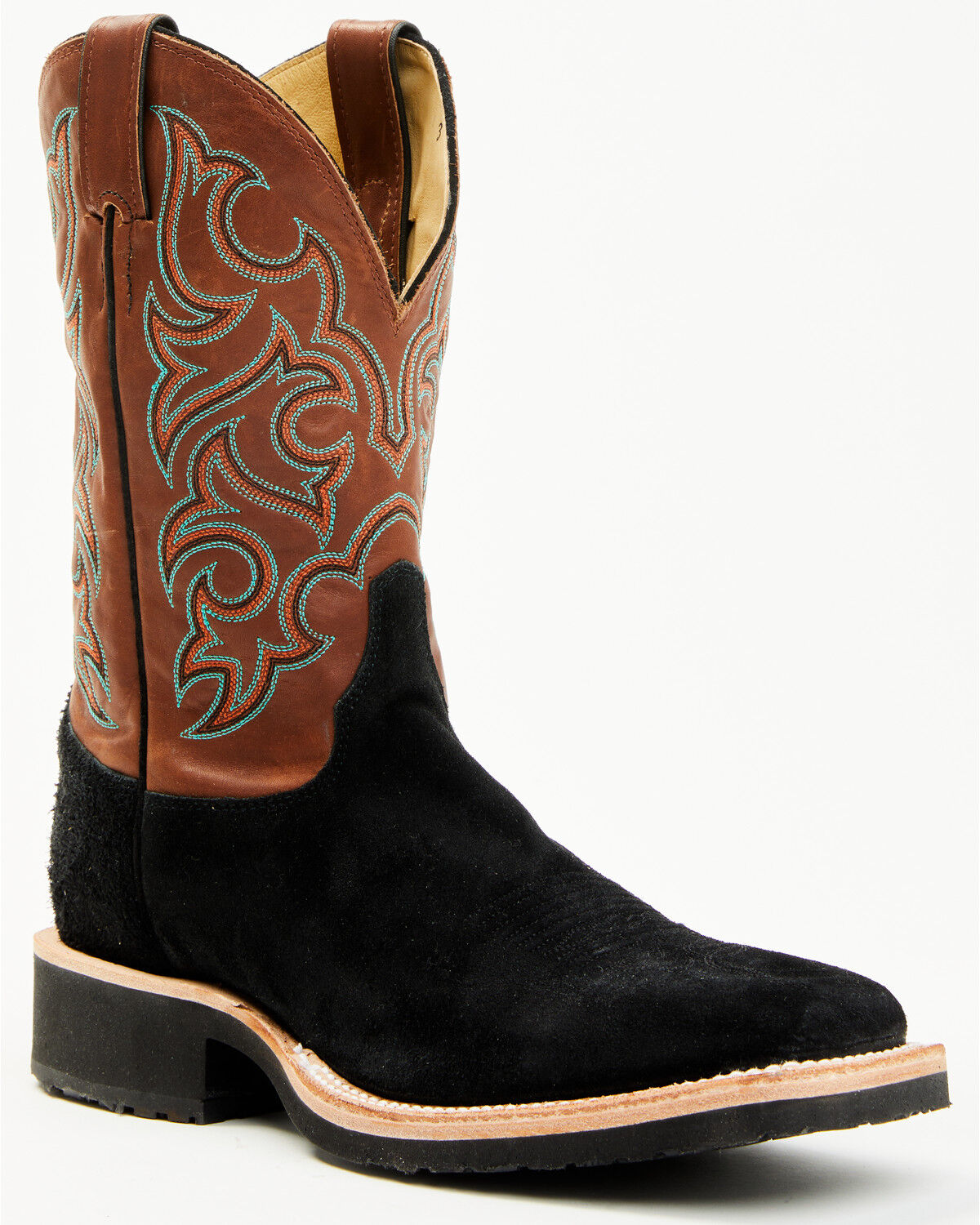 Image #1 - Justin Men's Alamo Roughout Western Boots - Broad Square Toe, Black, hi-res