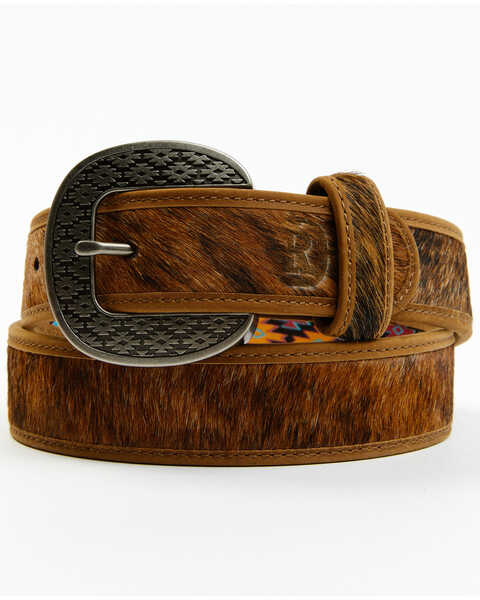 Red Dirt Hat Co. Men's Natural Brindle Cowhide Leather Belt, Brown, hi-res