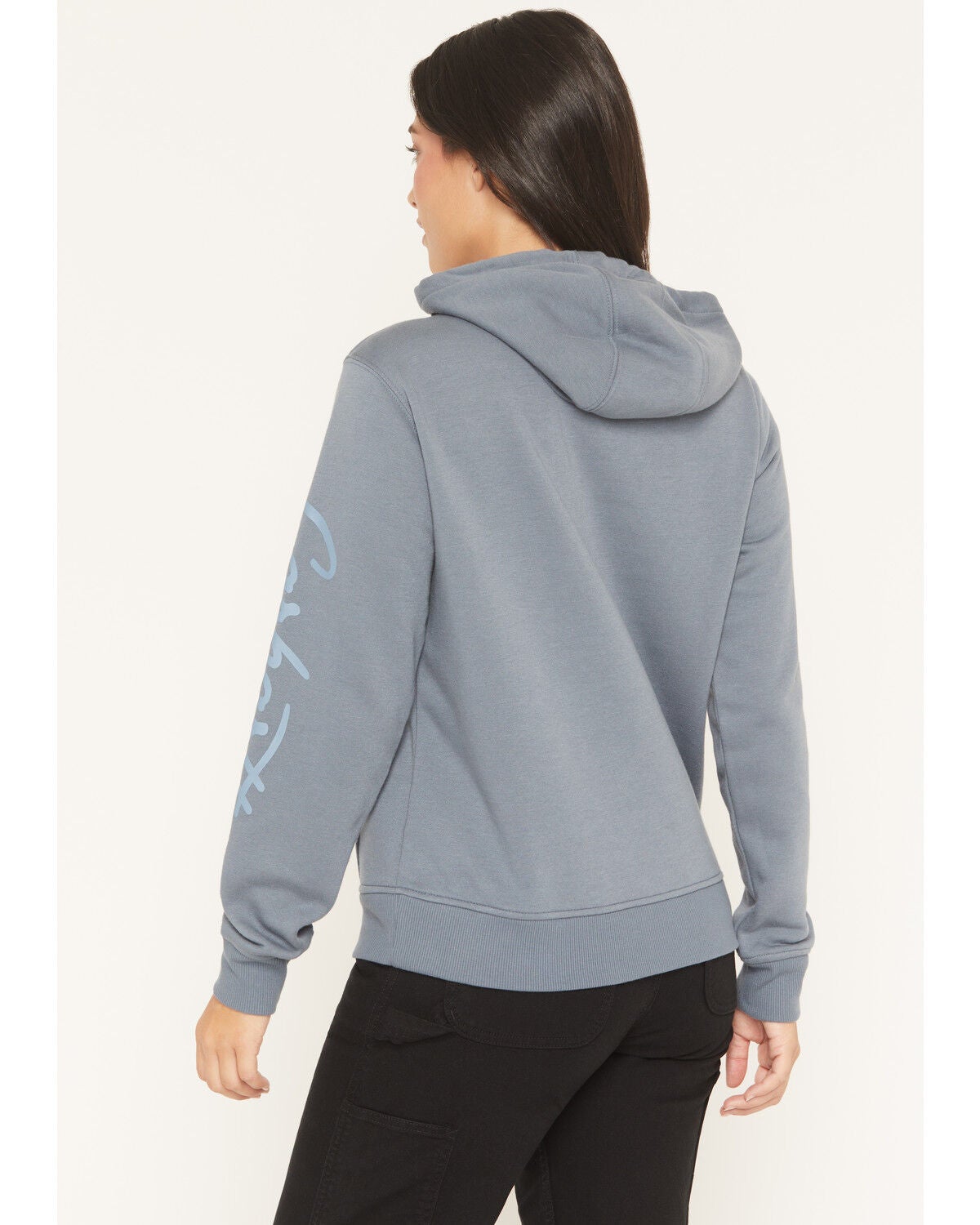 Image #4 - Carhartt Women's Sawyer Script Midweight Relaxed Fit Hoodie, Steel Blue, hi-res