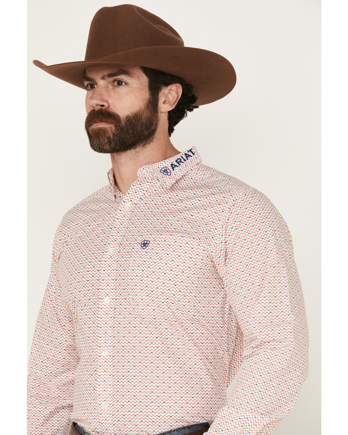 Image #2 - Ariat Men's Team Primo Logo Printed Long Sleeve Button-Down Western Shirt, White, hi-res