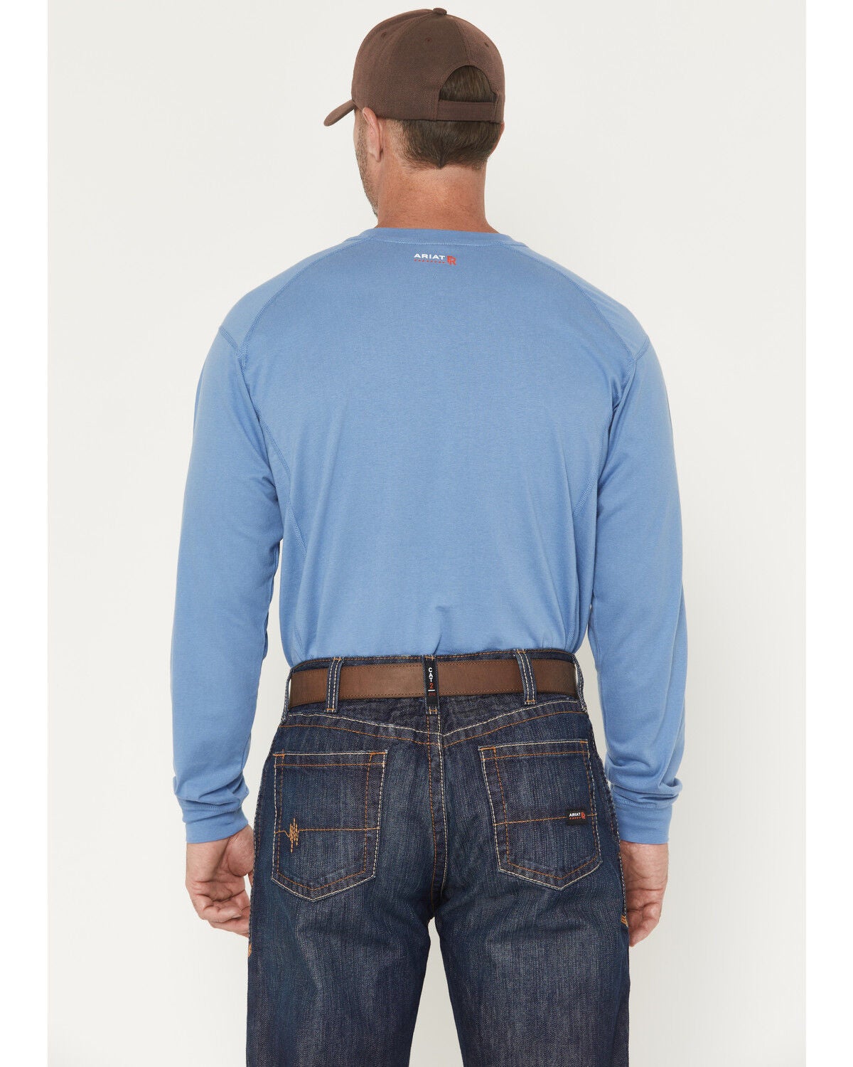 Image #4 - Ariat Men's FR Air Henley Long Sleeve Button-Down Work Shirt, Medium Blue, hi-res