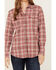 Image #3 - Ariat Women's FR Plaid Print Long Sleeve Snap Work Shirt, Pink, hi-res