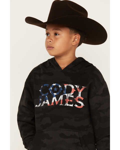 Image #2 - Cody James Boys' Flag Logo Camo Hooded Sweatshirt, Black, hi-res