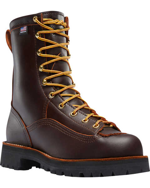 Image #1 - Danner Men's Rain Forest 8" Work Boots - Round Toe , Brown, hi-res