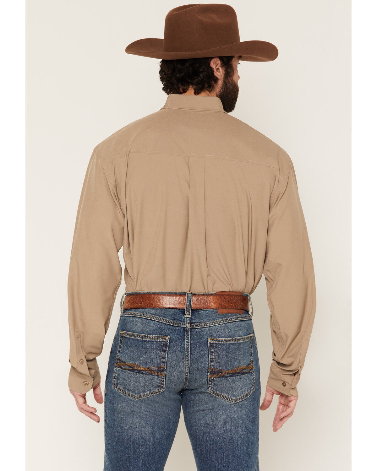 Image #4 - Cinch Men's ArenaFlex Solid Long Sleeve Button-Down Stretch Western Shirt, Khaki, hi-res