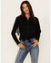 Image #1 - Idyllwind Women's Fate Tie Front Faux Suede Fringe Top, Black, hi-res