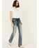 Image #3 - Grace in LA Women's Mid Rise Sequins Embroidered Pocket Bootcut Jeans, Dark Wash, hi-res