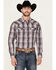 Image #1 - Moonshine Spirit&reg; Men's Back Stage Plaid Print Long Sleeve Snap Western Shirt, Purple, hi-res