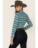 Image #3 - Roper Women's Teal Southwestern Stripe Snap Front Shirt, Teal, hi-res