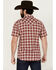 Image #4 - Moonshine Spirit Men's Legend Plaid Print Short Sleeve Snap Western Shirt , Burgundy, hi-res