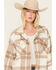 Image #2 - 26 International Women's Plaid Print Shacket, Tan, hi-res