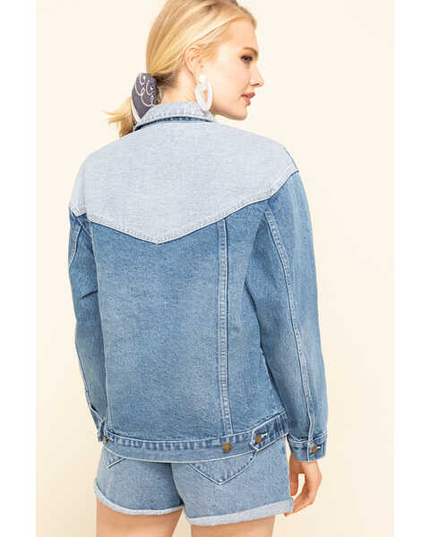 Rolla's Women's Medium Contrast Back Yoke Denim Jacket , Blue, hi-res
