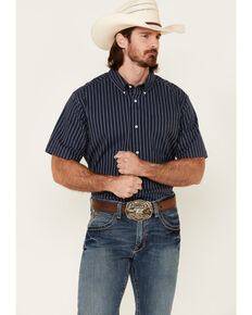 Cody James Core Men's Lucky Lane Stripe Short Sleeve Button-Down Western Shirt , Navy, hi-res