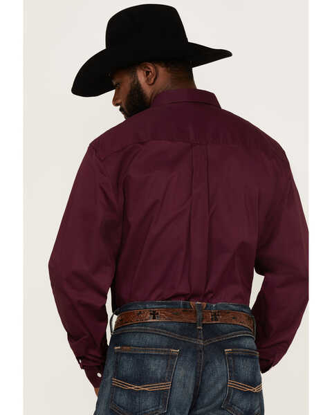 Image #4 - RANK 45® Men's Solid Basic Twill Logo Long Sleeve Button-Down Western Shirt , Purple, hi-res