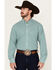 Image #1 - Ariat Men's Wrinkle Free Gus Plaid Print Long Sleeve Button-Down Western Shirt, Teal, hi-res
