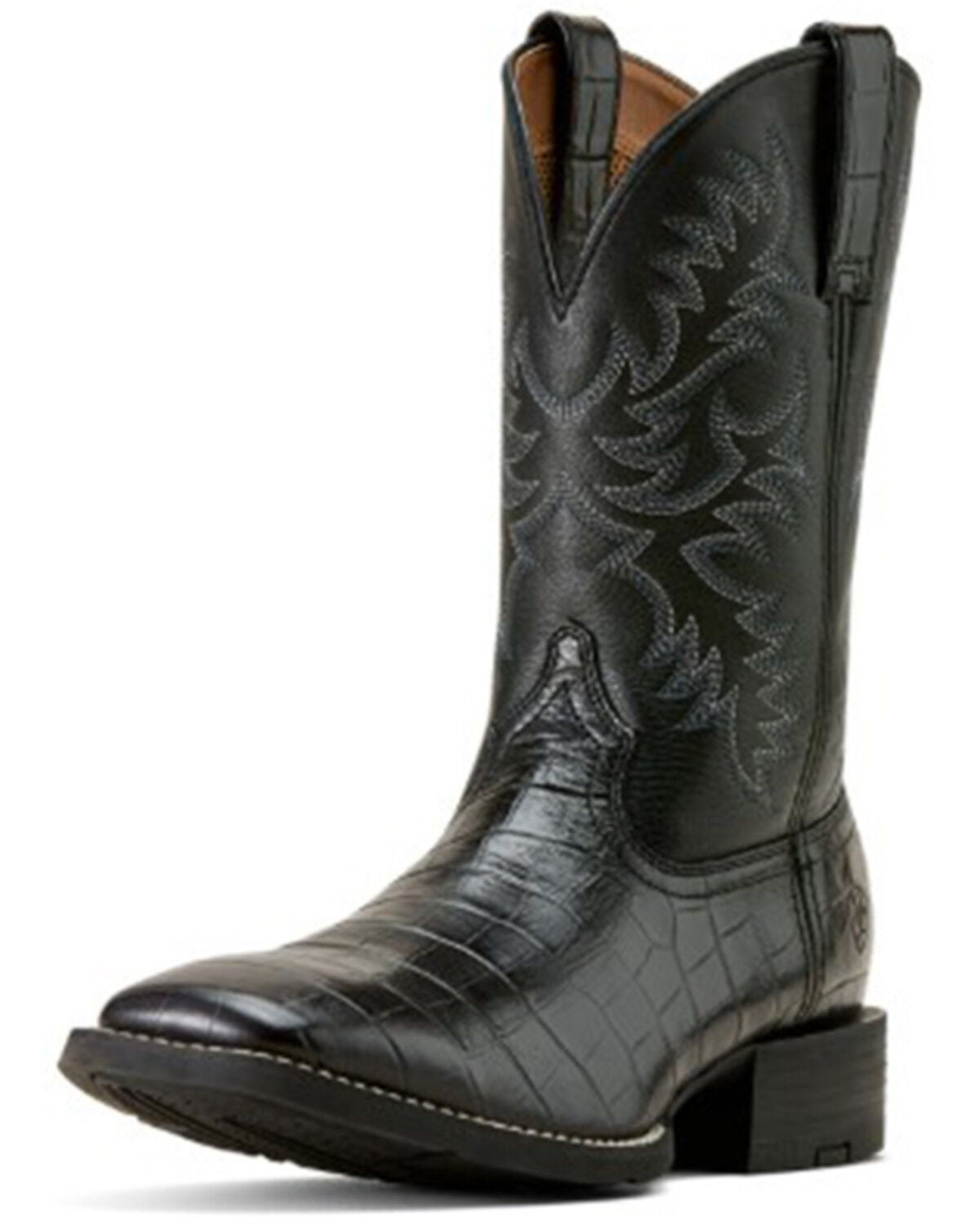 Image #2 - Ariat Men's Sport Latigo Crocodile Print Performance Western Boots - Broad Square Toe, Black, hi-res