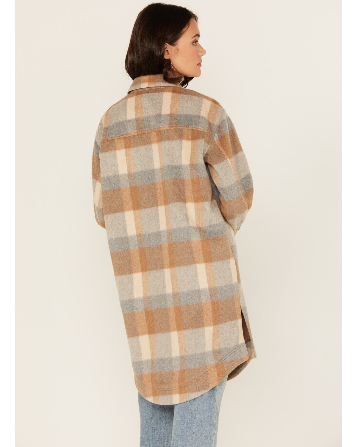 Image #4 - Cleo + Wolf Women's Caroline Plait Print Button-Down Long Coat, Oatmeal, hi-res