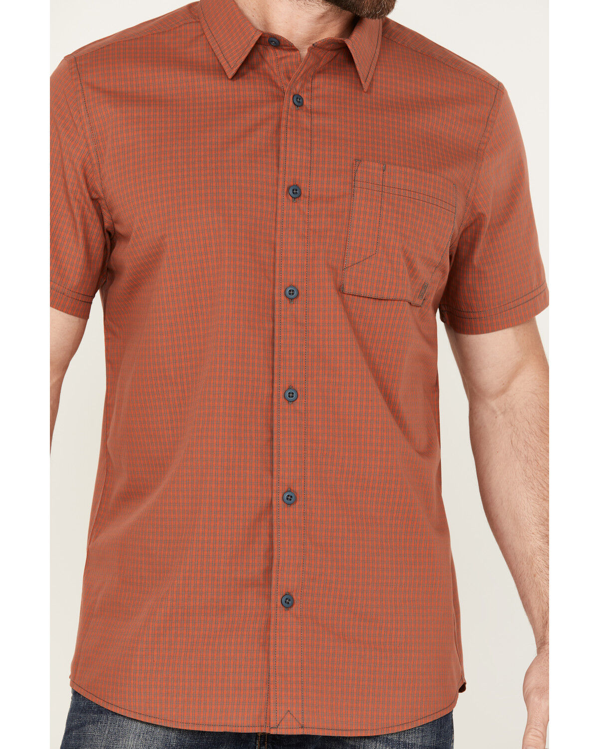 Image #3 - Brothers and Sons Men's Andrews Plaid Print Short Sleeve Button Down Western Shirt, Orange, hi-res