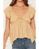 Image #3 - Wild Moss Women's Floral Print Hanky Hem Short Sleeve Top, Mustard, hi-res