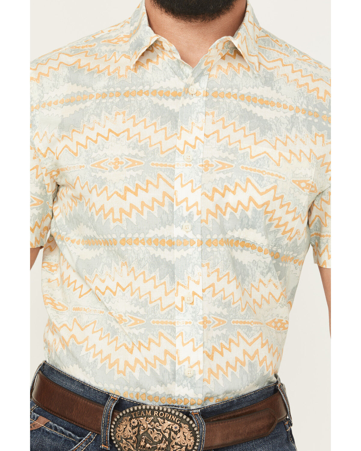 Image #3 - Pendleton Men's Shoreline Printed Short Sleeve Button-Down Western Shirt, Blue, hi-res